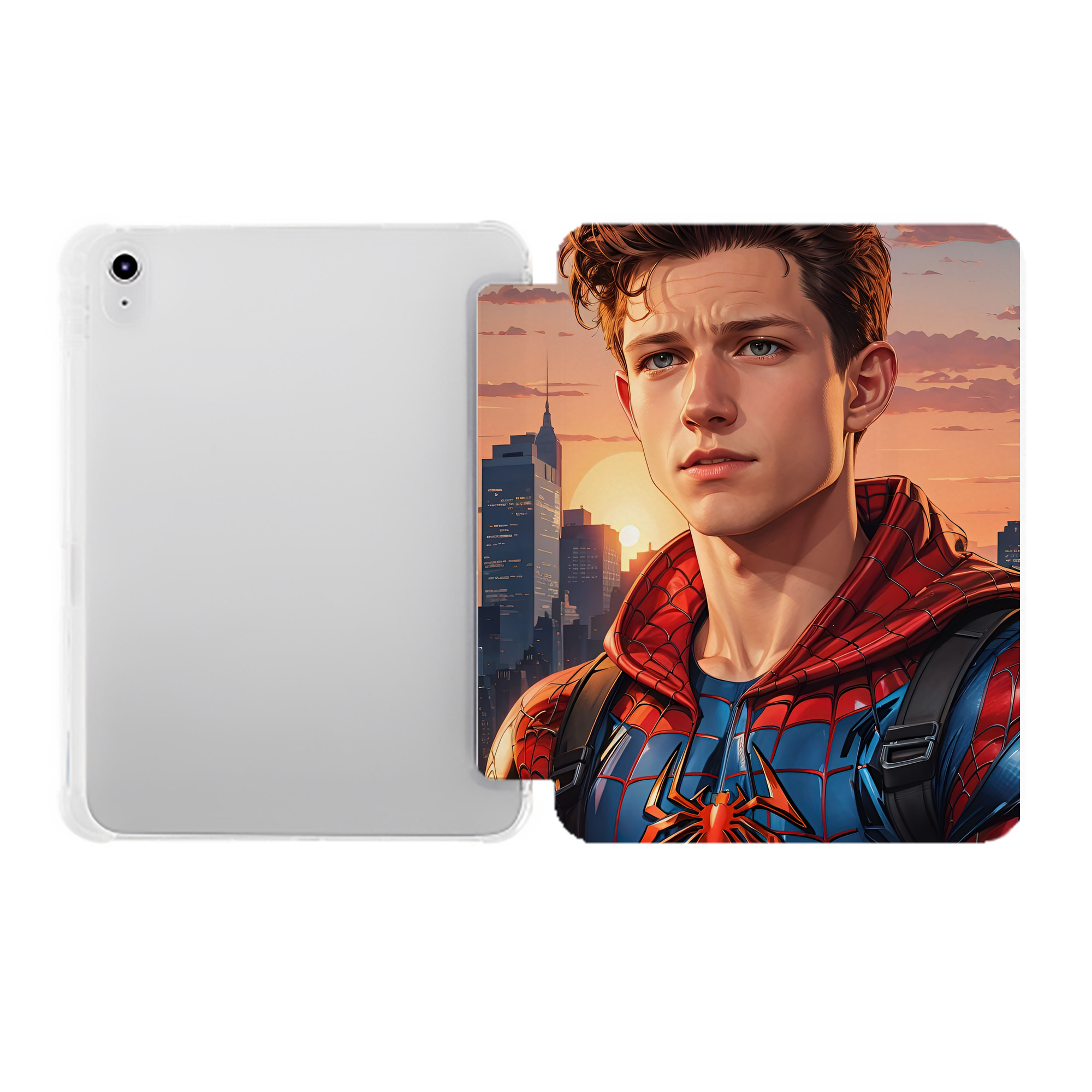 （画像用） Spider Man スパイダーマン IPad ケース ペン収納付き 三つ折りスタンド PUレザー×シリコン 対応機種9.5/10.5/10.9インチ